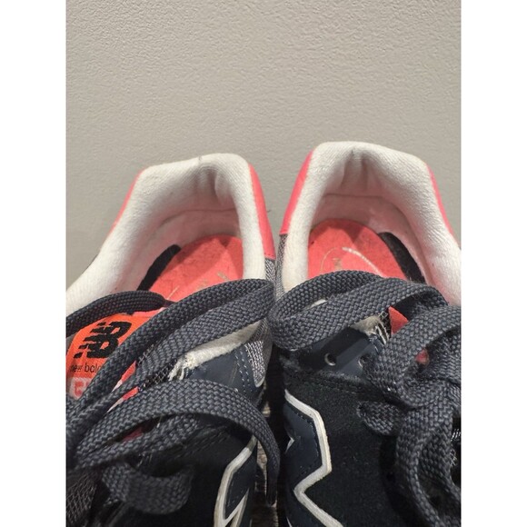 New Balance 574 Black Gray Neon Pink Suede Mens 9.5 Womens 11 VGUC Sneaker Encap - Picture 11 of 13